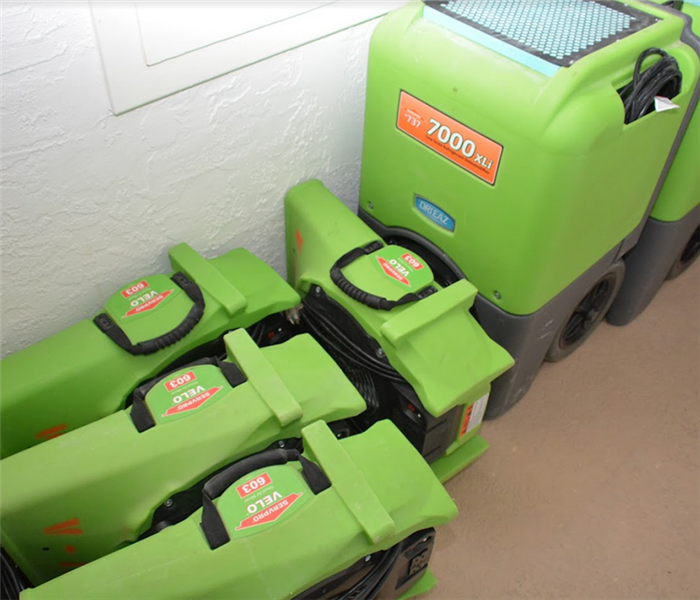 green SERVPRO extractors and dryers